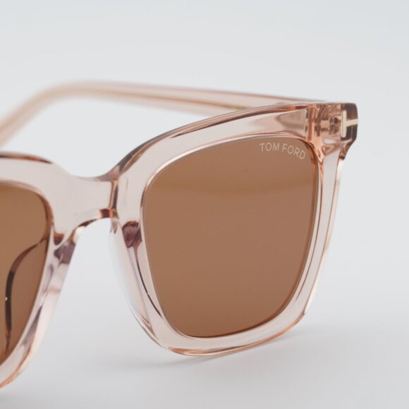 Tom Ford FT0970-K 72E Sunglasses Shiny Pink Square Frame, Brown Lenses main image 4